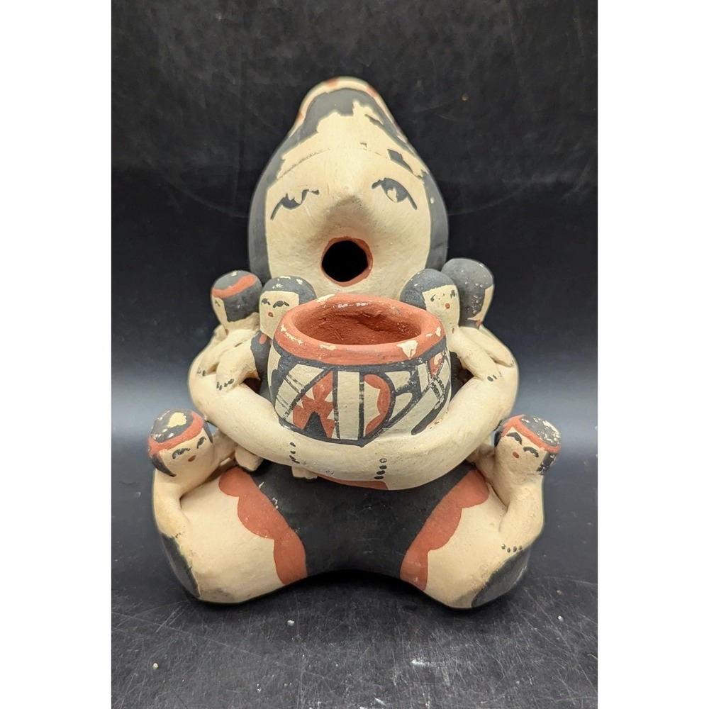 Vintage Native American Jemez Pueblo Pottery Storyteller Doll Figurine 6.5"